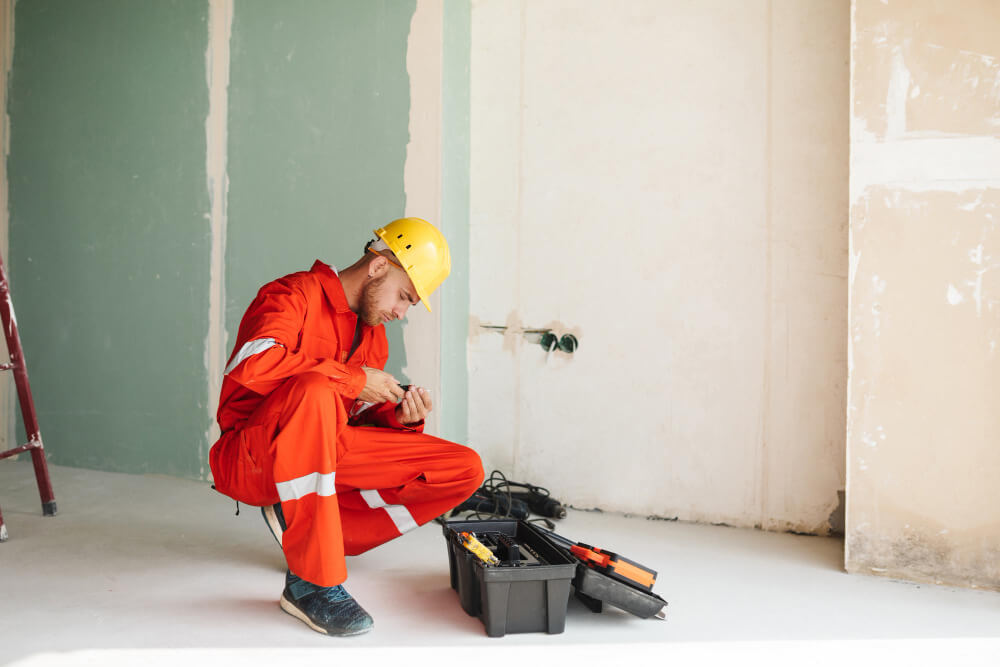 man performing basement sealing